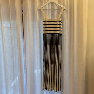 Zara navy and Cream Striped Maxi Dress